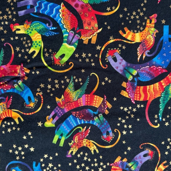 Laurel Burch Cotton Fabric “Holiday Collection” Cat Angels and Stars, 3 ya… - Picture 2 of 6